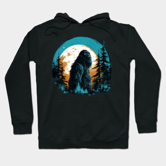 Retro Sasquatch Silhouette And Moon Bigfoot Hoodie by ShirtFace